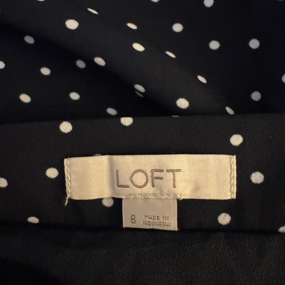 Loft Size 8 Blue w/White Polka Dots Mid-Calf A-Line Skirt - EUC - Picture 5 of 5